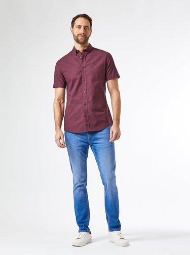 Vínová kostkovaná slim fit košile Burton Menswear London
