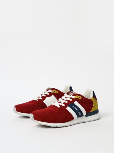 Červené pánske tenisky s detailmi v semišovej úprave Jack & Jones Stellar