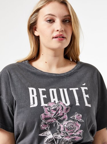 Šedé tričko s potiskem Dorothy Perkins Curve