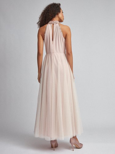 Světle růžové tylové maxišaty Dorothy Perkins Tall
