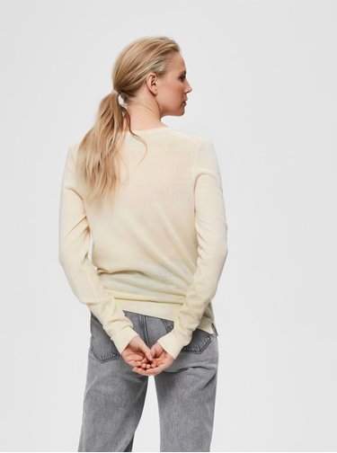 Krémový lehký svetr z Merino vlny Selected Femme Tower