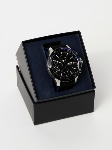 Pánské hodinky s černým silikonovým páskem Tommy Hilfiger