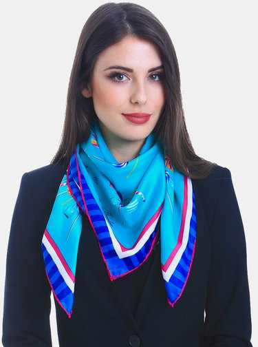 Modro-zelený dámský vzorovaný šátek Versace 19.69