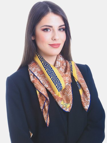 Béžovo-hnědý dámský vzorovaný šátek Versace 19.69
