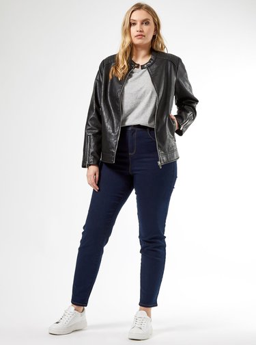 Černá koženková bunda Dorothy Perkins Curve