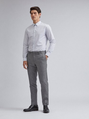 Biela vzorovaná slim fit košeľa Burton Menswear London
