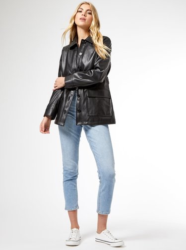 Černá koženková bunda Dorothy Perkins