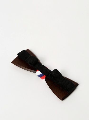 Tmavě hnědý dřevěný motýlek BeWooden Trikolor