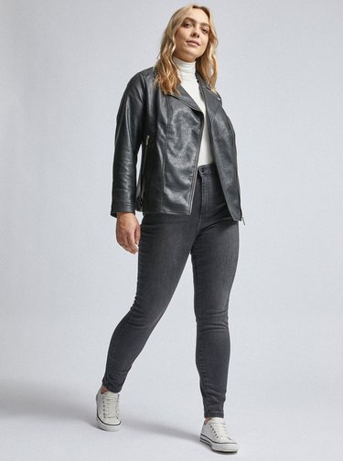 Černý koženkový křivák Dorothy Perkins Curve