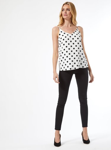 Černo-bílé puntíkované tílko Dorothy Perkins