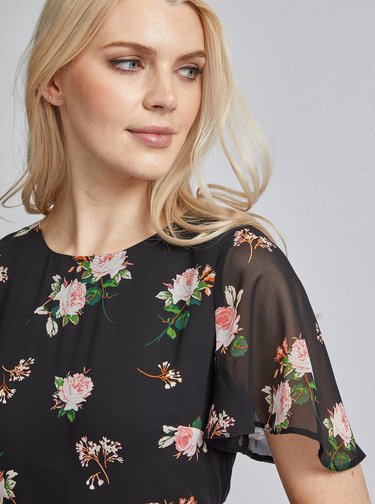 Černé květované midišaty Dorothy Perkins