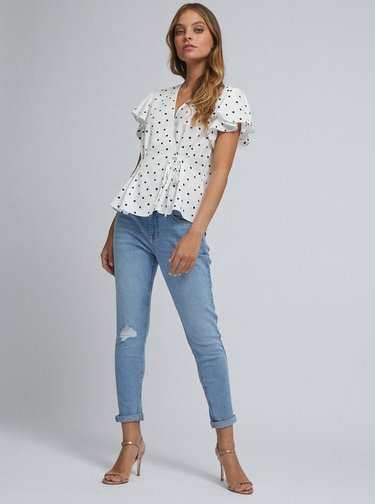 Modré skrátené skinny fit rifle Dorothy Perkins Petite