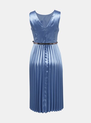 Modré saténové šaty s plisovanou sukní Dorothy Perkins