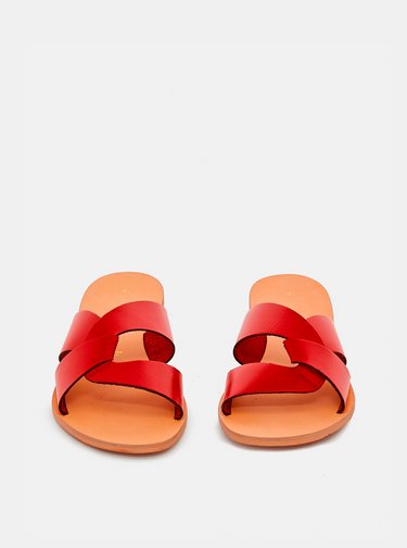Červené kožené pantofle Dorothy Perkins