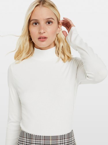 Bílé tričko se stojáčkem Miss Selfridge