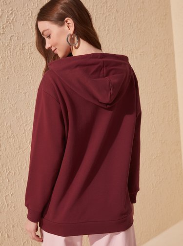 Vínová basic mikina Trendyol