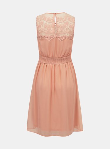 Světle růžové šaty s krajkou VERO MODA