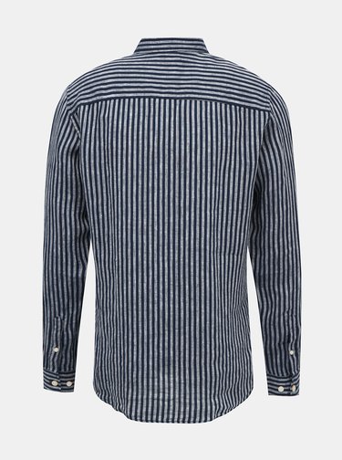 Tmavomodrá ľanová pruhovaná slim fit košeľa ONLY & SONS Luke
