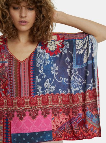 Modro-vínová vzorovaná blúzka Desigual