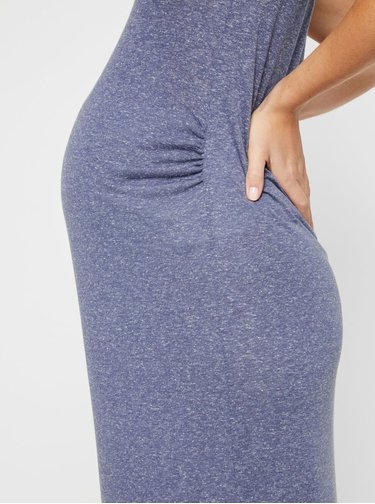 Modré těhotenské basic maxišaty s příměsí lnu Mama.licious