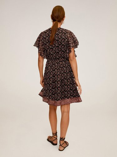 Černé květované šaty Mango Boho
