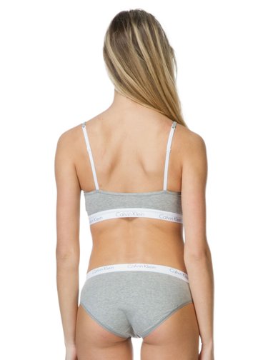 Calvin Klein šedá podprsenka s bílou gumou Bralette