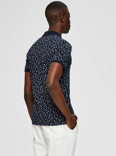 Tmavě modré vzorované polo tričko Selected Homme Dixon