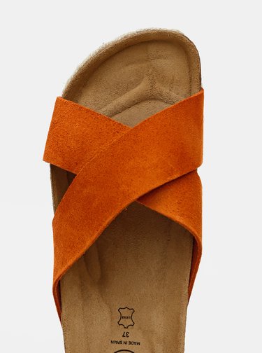 Oranžové dámske semišové šľapky OJJU