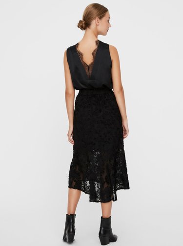 Čierna krajková midi sukňa AWARE by VERO MODA Kaya