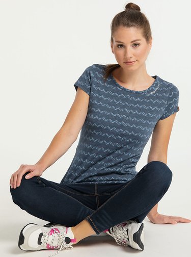 Tmavě modré dámské vzorované tričko Ragwear Zig Zag