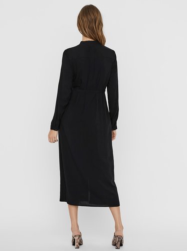 Černé košilové maxišaty VERO MODA Simply