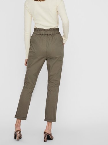 Kaki skrátené nohavice VERO MODA Evelyn