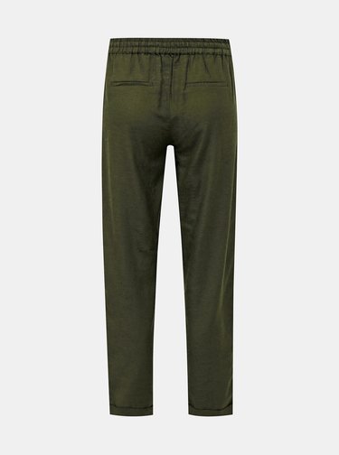 Khaki kalhoty s příměsí lnu ONLY Viva