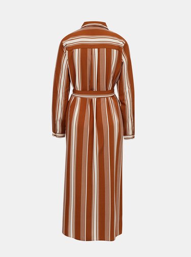 Hnědé pruhované košilové maxišaty AWARE by VERO MODA Athens