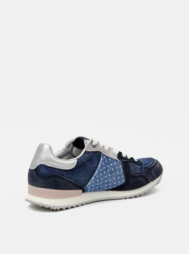 Modré dámské tenisky se semišovými detaily Pepe Jeans
