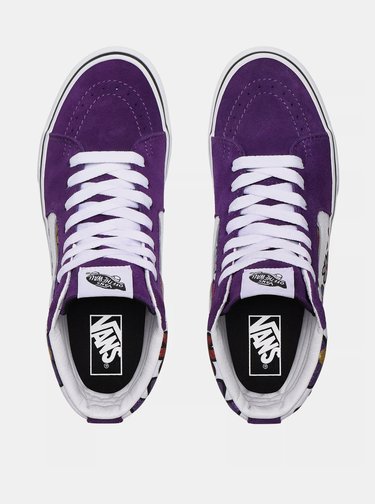 Fialové dámské semišové květované tenisky VANS