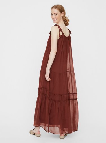 Hnědé maxišaty VERO MODA Penelope