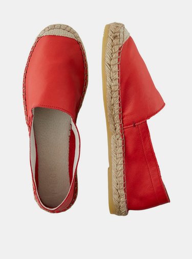 Červené kožené espadrilky Pieces Katie