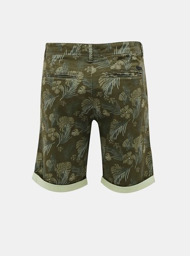 Tmavozelené vzorované kraťasy Jack & Jones Bowie