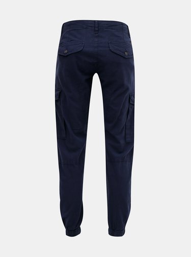Tmavomodré nohavice s prímesou ľanu Jack & Jones Paul