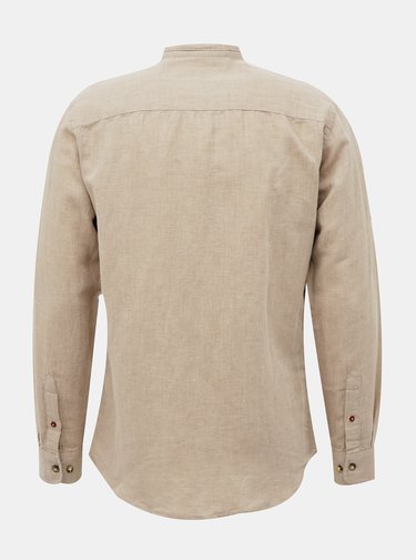 Béžová ľanová košeľa so stojáčikom Jack & Jones Donald