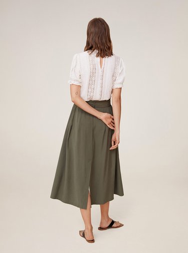 Khaki midi sukně Mango Bowie