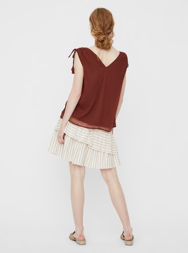 Hnědý volný top VERO MODA Penelope