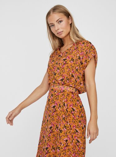 Horčicová kvetovaná blúzka VERO MODA Vilde