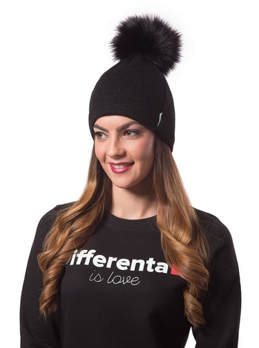 Differenta Design černá dámská čepice s bambulí