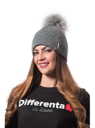 Differenta Design šedá dámská čepice s bambulí