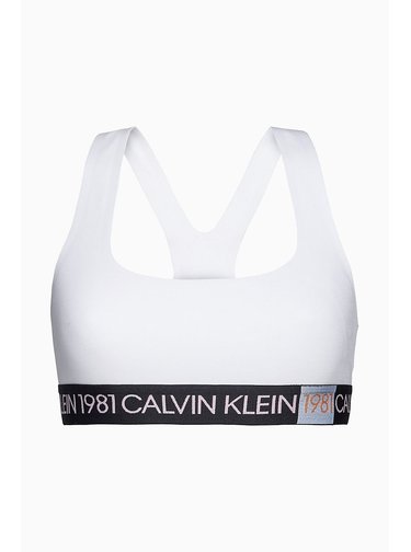 Calvin Klein bílá podprsenka Unlined Bralette s logem 1981