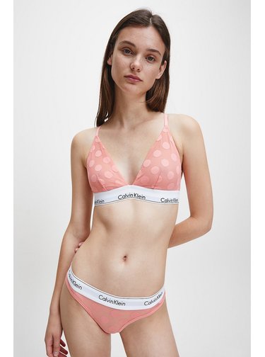 Calvin Klein růžová puntíkovaná tanga Thong