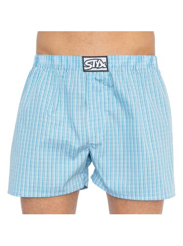 Styx světle modré pánské kostkované trenýrky s klasickou gumou