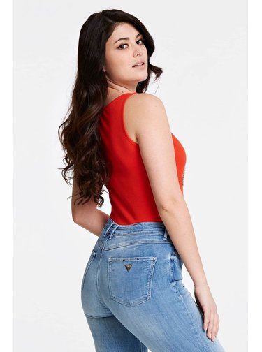 Guess červené tílko Front Logo Tank Top